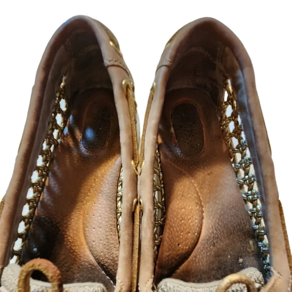 Sperry Top Siders Shoes Beige Gold Womens Size 7M